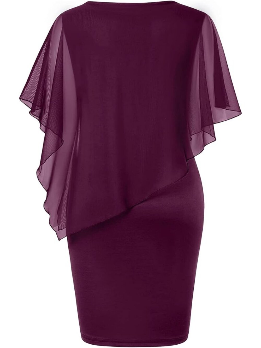 Women's Pink Purple Mesh Cape Overlay Bodycon Knee For Wedding Guest Dresses - Picture 2 of 4
